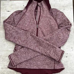 NWOT Lululemon Always Alert 1/2 Zip Running Casual Top Heathered Garnet, Size 4
